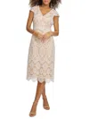 Kensie Floral Lace Dress In White Nude