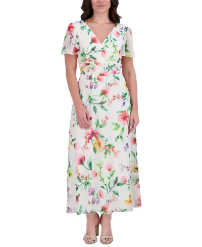 Kensie Women's Floral-print A-line Dress In White Multi