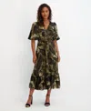 Kensie Women's Floral-print Puff-sleeve Maxi Dress In Multi