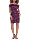 Kensie Floral Jacquard Cold Shoulder Dress In Black Multi