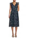 KENSIE WOMEN'S FLUTTER SLEEVE FLORAL DAY DRESS