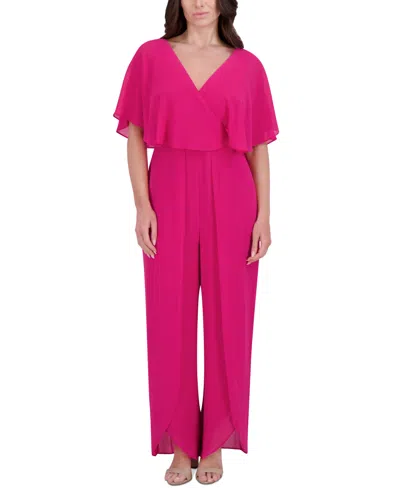 Kensie Women's Flutter-sleeve Jumpsuit In Raspberry