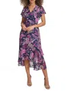 Kensie Women's Printed Flutter-sleeve Midi Dress In Navy Multicolor