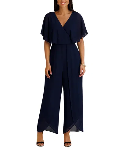 Kensie Women's Flutter-sleeve Jumpsuit In Blue