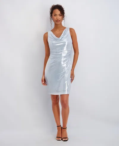 Kensie Women's Foil Cowl Neck Dress In Blue
