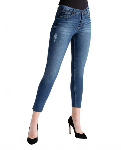 Kensie Women's High Rise Raw Hem Skinny Jean In Ken Lesina In Blue