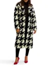 Kensie Houndstooth Faux Shearling Coat In Black
