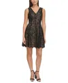 Kensie Women's Lace Fit & Flare Dress In Black,nude