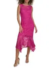Kensie Chemical Lace Midi Dress In Fuchsia