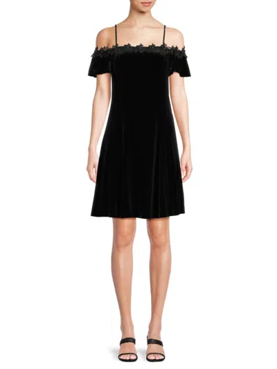 Kensie Women's Lace Off The Shoulder Mini A-line Dress In Black