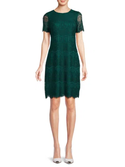 Kensie Women's Lace Sheath Dress In Emerald