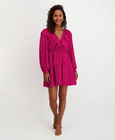 Kensie Women's Long-sleeve V-neck Dress In Pink