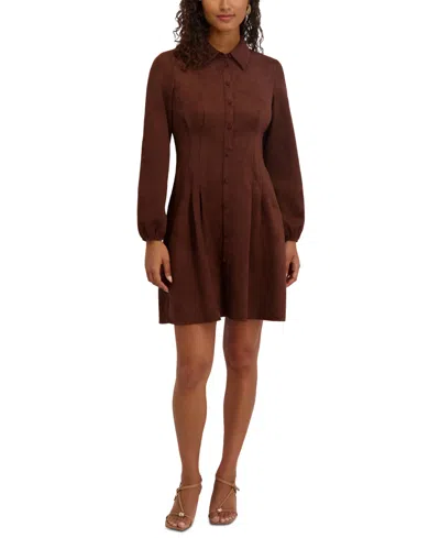 Kensie Women's Long-sleeve Dress In Brown