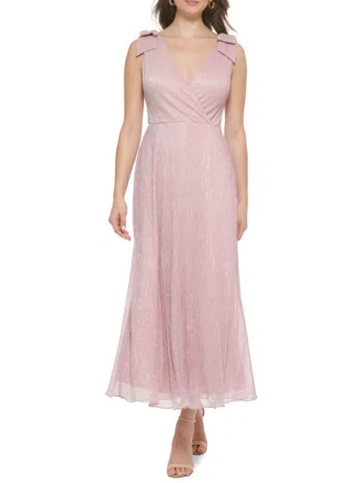 Kensie Women's Metallic A Line Midi Dress In Pink