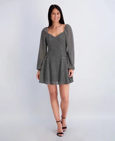 Kensie Women's Novelty Print Sweetheart Neck Dress In Gray