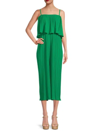 Kensie Women's Pleated Layered Jumpsuit In Green