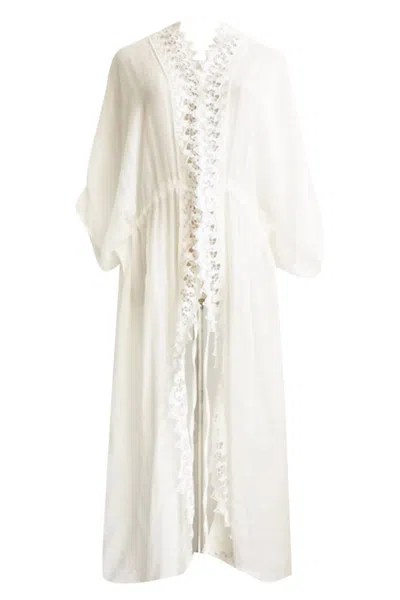 Kensie Women's Plus Size Lace Cover Up In White