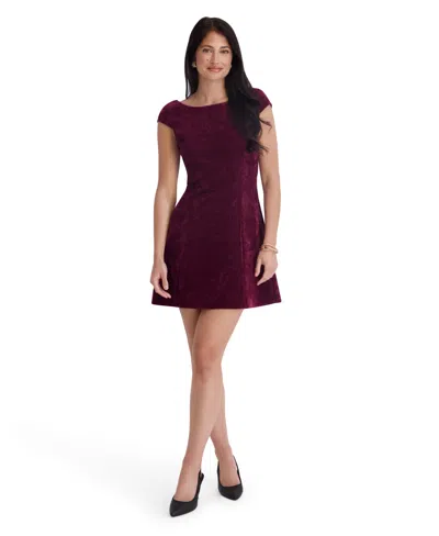 Kensie Women's Plush Chenille Mini A-line Dress In Purple