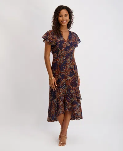 Kensie Women's Printed Burnout Chiffon A-line Dress In Multi