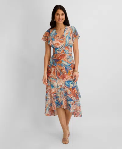 Kensie Women's Printed Burnout Chiffon A-line Dress In Multi