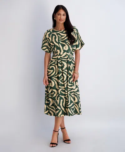 Kensie Women's Printed Crewneck Midi Dress In Multi