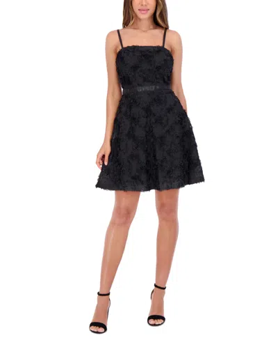 Kensie Women's Rosette Applique Sleeveless A-line Dress In Black