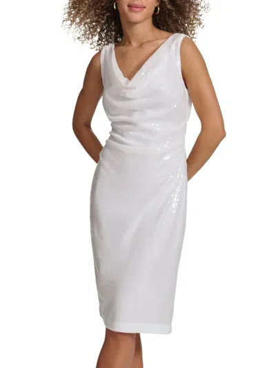 KENSIE WOMEN'S SEQUIN COWLNECK MIDI DRESS