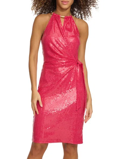 KENSIE WOMEN'S SEQUIN WRAP MINIDRESS