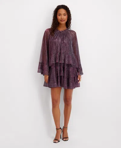 Kensie Women's Shimmer Crewneck Short Dress In Multi