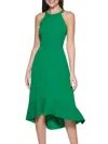 Kensie Pleated Midi Dress In Tropical Green