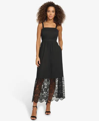 Kensie Women's Sleeveless Lace-hem Maxi Dress In Black