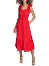 Kensie Women's Sleeveless Ruffled Sleeve Midi In Red