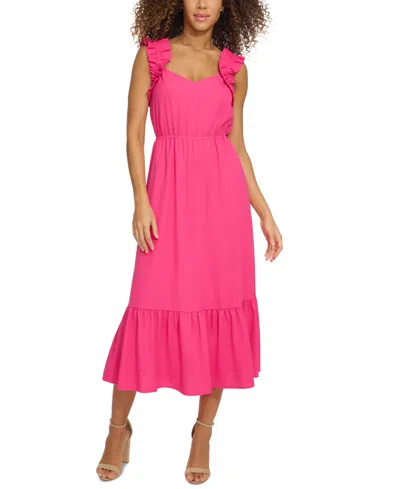 Kensie Women's Sleeveless Tiered Midi Dress In Hot Pink