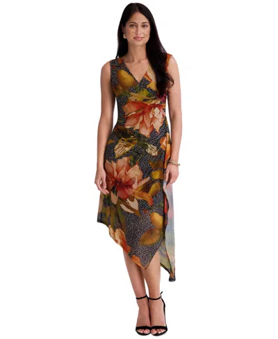 Kensie Women's Sleeveless V-neck Midi Dress In Multi