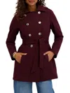 Kensie Wool Blend Long Coat In Burgundy