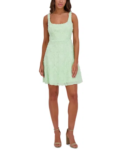 Kensie Women's Soutache Square-neck A-line Mini Dress In Mint