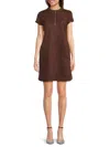 Kensie Women's Sueded Scuba Shift Dress In Chocolate