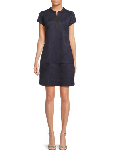 Kensie Women's Sueded Scuba Shift Dress In Navy