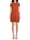 Kensie Women's Sueded Scuba Shift Dress In Rust