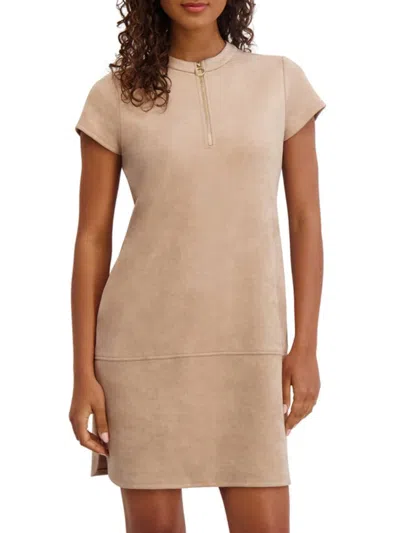 Kensie Women's Sueded Scuba Shift Dress In Neutral