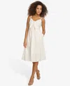 Kensie Women's Bow Tie-front Striped-texture Cotton Minidress In White