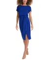 Kensie Women's Tulip-sleeve Tie-waist Sheath Dress In Cobalt