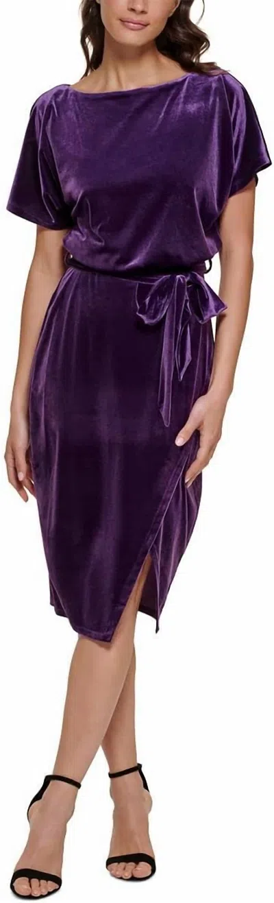 Kensie Women's Velvet Boatneck Midi Dress In Purple