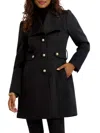 Kensie Wool Blend Long Coat In Black