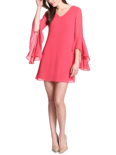 Kensie Womens Bell Sleeves Mini Shift Dress In Pink