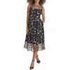 Kensie Embroidered Mesh Midi Dress In Multi