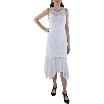 Kensie Womens Lace Boat Neck Fit & Flare Dress In White