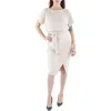 Kensie Womens Metallic Blouson Midi Dress In White
