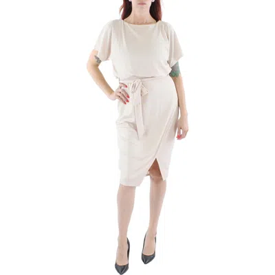 Kensie Womens Metallic Blouson Midi Dress In White