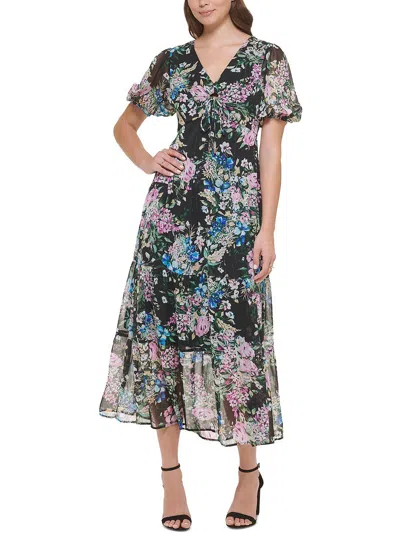 Kensie Womens Metallic Long Maxi Dress In Multi